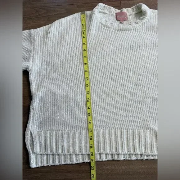 Show Me Your Mumu Oversized Jesse Sweater Cream Chenille Knit Size Small - Picture 10 of 12